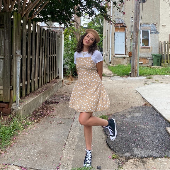 Mango tan and white polka dot sundress size US 8 - Picture 4 of 6